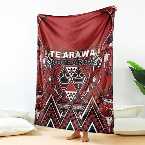 Aotearoa Te Arawa Blanket Maori Tribal Dark Red Paua Shell Pattern