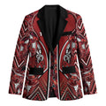 Aotearoa Te Arawa Blazer Maori Tribal Dark Red Paua Shell Pattern
