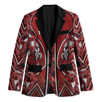 Aotearoa Te Arawa Blazer Maori Tribal Dark Red Paua Shell Pattern