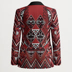 Aotearoa Te Arawa Blazer Maori Tribal Dark Red Paua Shell Pattern