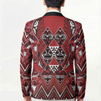 Aotearoa Te Arawa Blazer Maori Tribal Dark Red Paua Shell Pattern