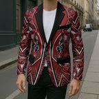 Aotearoa Te Arawa Blazer Maori Tribal Dark Red Paua Shell Pattern