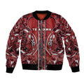 Aotearoa Te Arawa Bomber Jacket Maori Tribal Dark Red Paua Shell Pattern