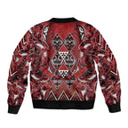 Aotearoa Te Arawa Bomber Jacket Maori Tribal Dark Red Paua Shell Pattern