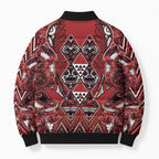 Aotearoa Te Arawa Bomber Puffer Jacket Maori Tribal Dark Red Paua Shell Pattern