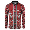 Aotearoa Te Arawa Button Sweatshirt Maori Tribal Dark Red Paua Shell Pattern