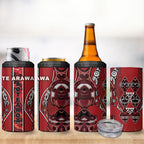 Aotearoa Te Arawa 4 in 1 Can Cooler Tumbler Maori Tribal Dark Red Paua Shell Pattern