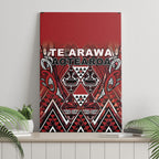 Aotearoa Te Arawa Canvas Wall Art Maori Tribal Dark Red Paua Shell Pattern