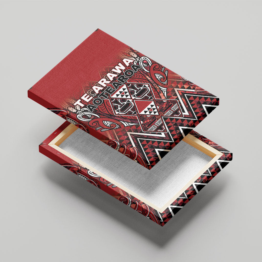 Aotearoa Te Arawa Canvas Wall Art Maori Tribal Dark Red Paua Shell Pattern