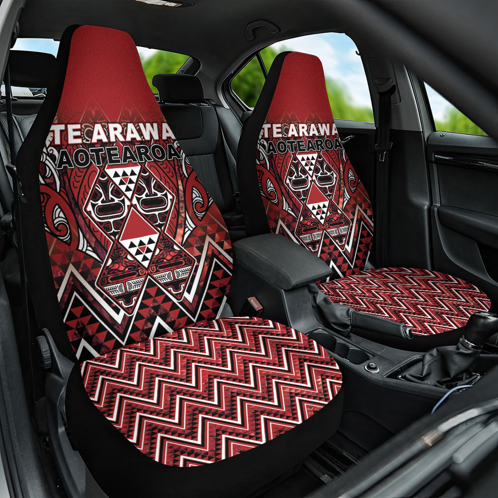 Aotearoa Te Arawa Car Seat Cover Maori Tribal Dark Red Paua Shell Pattern