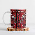 Aotearoa Te Arawa Ceramic Mug Maori Tribal Dark Red Paua Shell Pattern