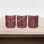 Aotearoa Te Arawa Ceramic Mug Maori Tribal Dark Red Paua Shell Pattern