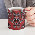 Aotearoa Te Arawa Ceramic Mug Maori Tribal Dark Red Paua Shell Pattern