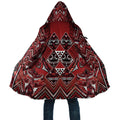 Aotearoa Te Arawa Cloak Maori Tribal Dark Red Paua Shell Pattern