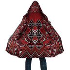 Aotearoa Te Arawa Cloak Maori Tribal Dark Red Paua Shell Pattern