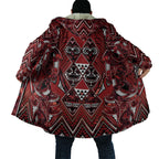 Aotearoa Te Arawa Cloak Maori Tribal Dark Red Paua Shell Pattern