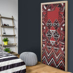 Aotearoa Te Arawa Door Cover Maori Tribal Dark Red Paua Shell Pattern
