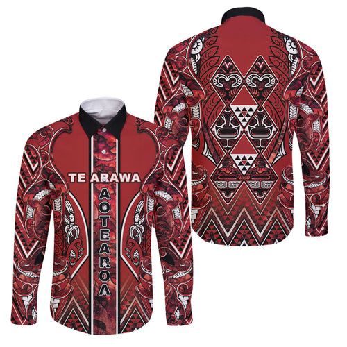 Aotearoa Te Arawa Family Matching Summer Maxi Dress and Hawaiian Shirt Maori Tribal Dark Red Paua Shell Pattern
