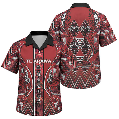 Aotearoa Te Arawa Family Matching Summer Maxi Dress and Hawaiian Shirt Maori Tribal Dark Red Paua Shell Pattern