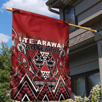 Aotearoa Te Arawa Garden Flag Maori Tribal Dark Red Paua Shell Pattern