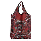 Aotearoa Te Arawa Grocery Bag Maori Tribal Dark Red Paua Shell Pattern