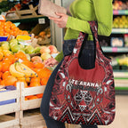 Aotearoa Te Arawa Grocery Bag Maori Tribal Dark Red Paua Shell Pattern