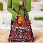 Aotearoa Te Arawa Grocery Bag Maori Tribal Dark Red Paua Shell Pattern