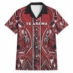 Aotearoa Te Arawa Hawaiian Shirt Maori Tribal Dark Red Paua Shell Pattern
