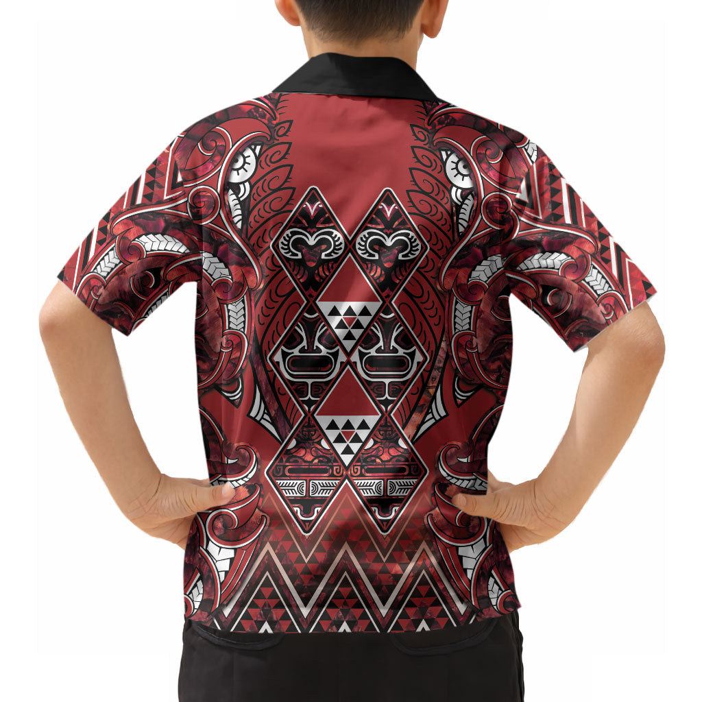 Aotearoa Te Arawa Hawaiian Shirt Maori Tribal Dark Red Paua Shell Pattern