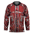Aotearoa Te Arawa Hockey Jersey Maori Tribal Dark Red Paua Shell Pattern