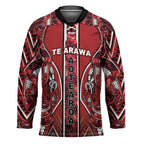 Aotearoa Te Arawa Hockey Jersey Maori Tribal Dark Red Paua Shell Pattern