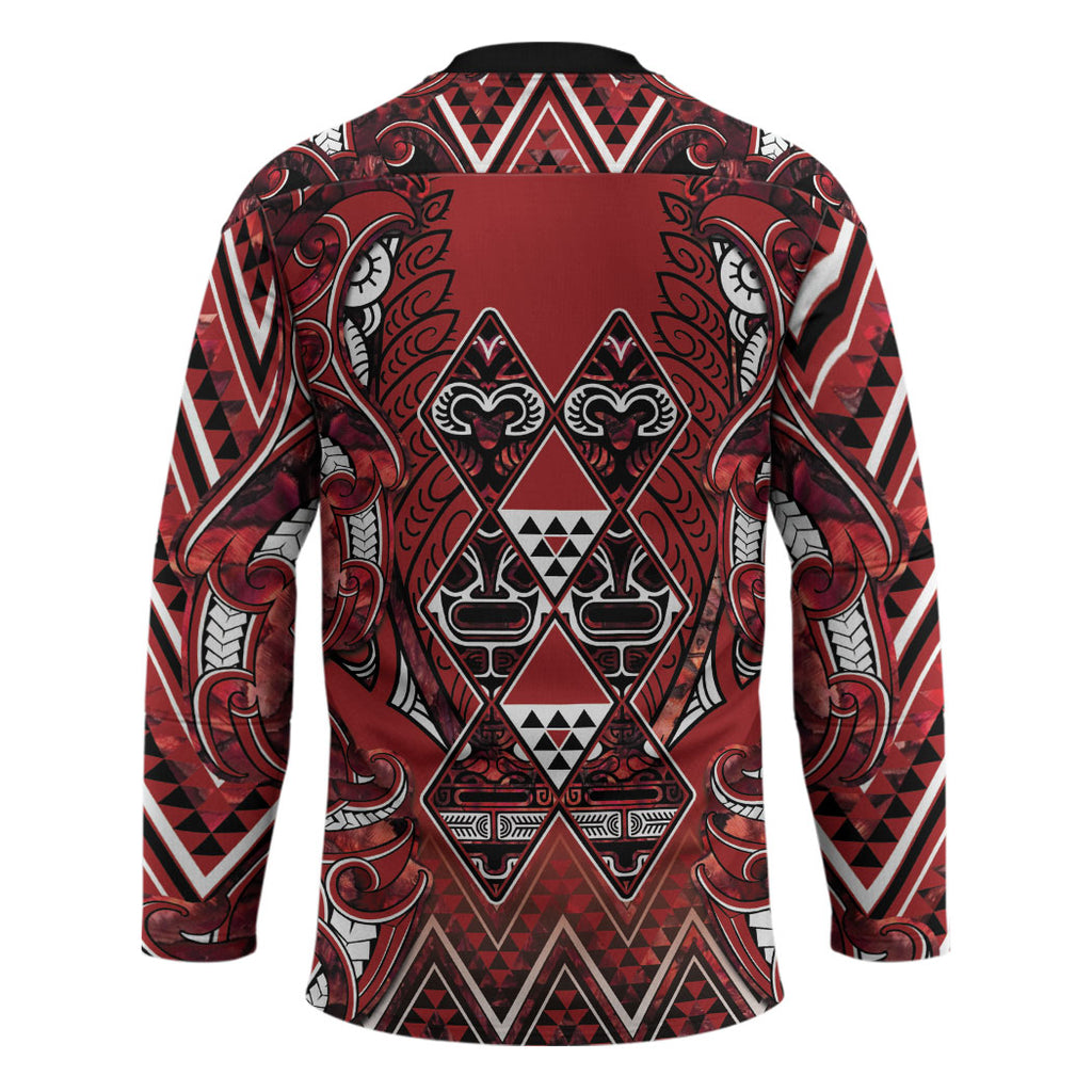 Aotearoa Te Arawa Hockey Jersey Maori Tribal Dark Red Paua Shell Pattern
