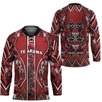 Aotearoa Te Arawa Hockey Jersey Maori Tribal Dark Red Paua Shell Pattern