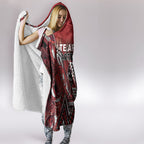 Aotearoa Te Arawa Hooded Blanket Maori Tribal Dark Red Paua Shell Pattern