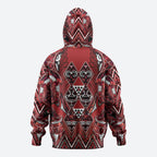 Aotearoa Te Arawa Hoodie Maori Tribal Dark Red Paua Shell Pattern