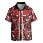 Aotearoa Te Arawa Kid Hawaiian Shirt Maori Tribal Dark Red Paua Shell Pattern