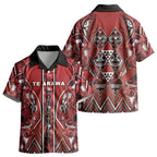 Aotearoa Te Arawa Kid Hawaiian Shirt Maori Tribal Dark Red Paua Shell Pattern