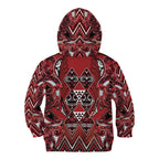 Aotearoa Te Arawa Kid Hoodie Maori Tribal Dark Red Paua Shell Pattern