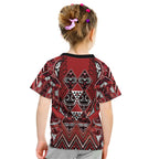 Aotearoa Te Arawa Kid T Shirt Maori Tribal Dark Red Paua Shell Pattern