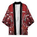 Aotearoa Te Arawa Kimono Maori Tribal Dark Red Paua Shell Pattern