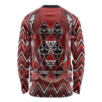 Aotearoa Te Arawa Long Sleeve Shirt Maori Tribal Dark Red Paua Shell Pattern