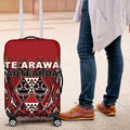 Aotearoa Te Arawa Luggage Cover Maori Tribal Dark Red Paua Shell Pattern