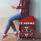 Aotearoa Te Arawa Luggage Cover Maori Tribal Dark Red Paua Shell Pattern