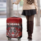 Aotearoa Te Arawa Luggage Cover Maori Tribal Dark Red Paua Shell Pattern