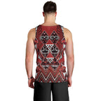 Aotearoa Te Arawa Men Tank Top Maori Tribal Dark Red Paua Shell Pattern