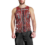 Aotearoa Te Arawa Men Tank Top Maori Tribal Dark Red Paua Shell Pattern