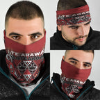 Aotearoa Te Arawa Neck Gaiter Maori Tribal Dark Red Paua Shell Pattern