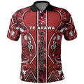 Aotearoa Te Arawa Polo Shirt Maori Tribal Dark Red Paua Shell Pattern