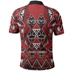 Aotearoa Te Arawa Polo Shirt Maori Tribal Dark Red Paua Shell Pattern