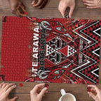 Aotearoa Te Arawa Puzzle Maori Tribal Dark Red Paua Shell Pattern